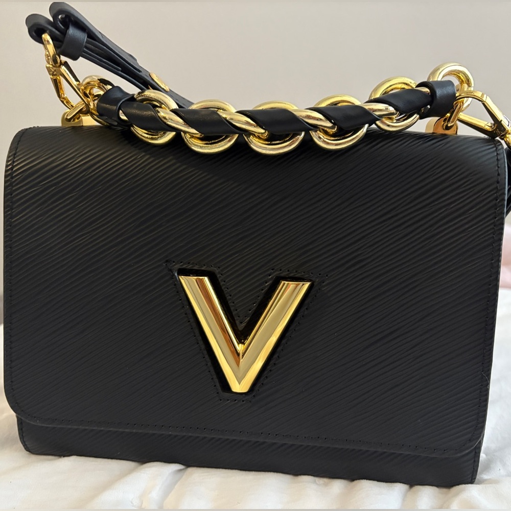 Black and Gold Designer Women's Bag (Louis Vuitton Twist MM)